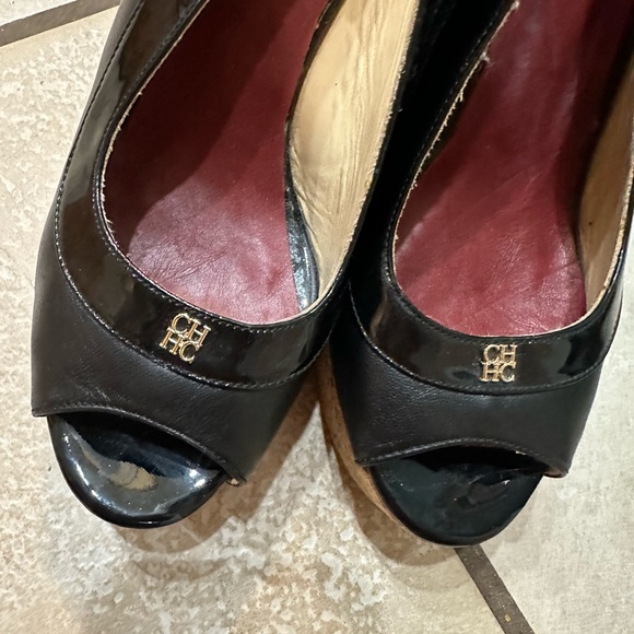 Carolina Herrera Cork Wedge Peep toe Heel - Picture 7 of 10